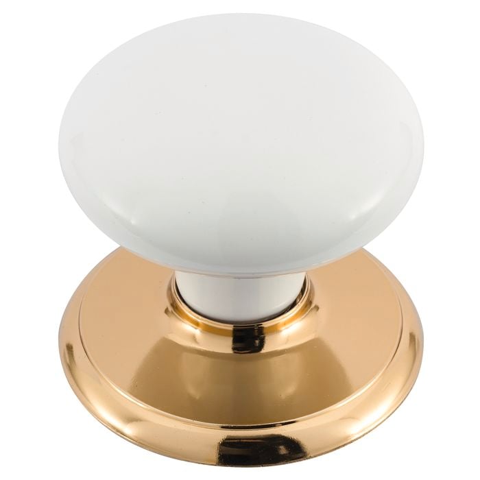 Gainsborough Bright Goldtone / White Classic Series Passage Knobset