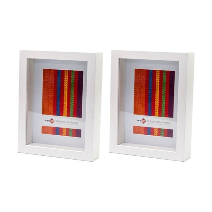 2x Unigift Shadow Box Photo and Artwork Wooden Frame 4x6"/10x15cm - White