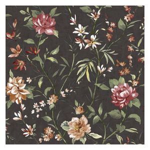 Sazanka Charcoal Floral Wallpaper 10.05m x 53cm