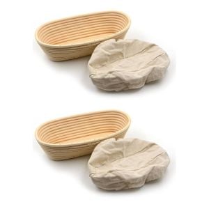 2PK Brunswick Bakers Oval Rattan 23cm Bread Banneton w/ Lining Sourdough Basket