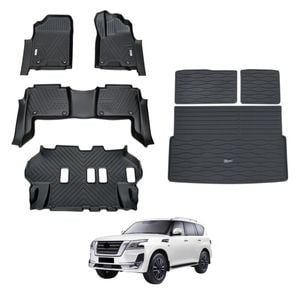AUSGO Floor Mats & Boot Liner Set for Nissan Patrol Y62 2012-Onwards Car Floor Liners Cargo Mat