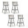 Artiss Bar Stools x4 Kitchen Dining Woven Velvet Ivory