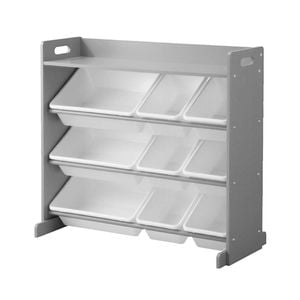 Oikiture Plastic 9 Bins Kids Toy Storge Grey