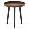 Costway Round Coffee Table Sofa Bedside Table Bamboo Leg Brown