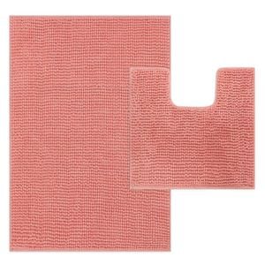 LINENOVA 2 Pcs Bathroom Mat + Toilet Root Mat Set - Coral