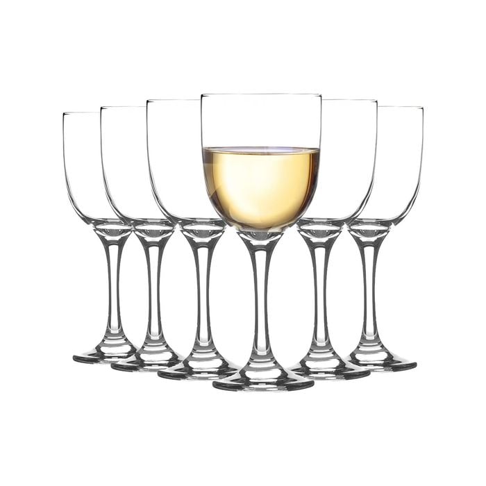 LAV 6 Piece Tokyo White Wine Glasses Set - Vintage Glass Stemware Goblets - 290ml