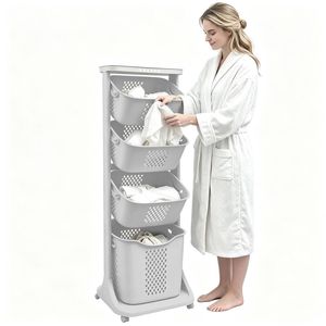 Lauft 4 Layer Laundry Basket Bathroom Multi-Layer Clothes Storage Hamper