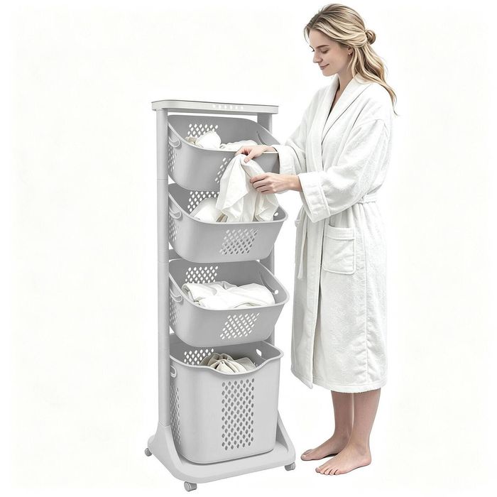 Lauft 4 Layer Laundry Basket Bathroom Multi-Layer Clothes Storage Hamper