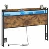 Ufurniture Headboard Queen Size with 2-Tier Storage Outlets, USB Ports and LED Light Adjustable Height