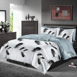 Luxor Double Twin Feathers Design Cotton Soft Quilt/Doona/Duvet Cover  Set