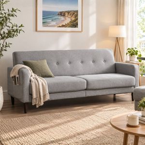 Zinus 3 Seater Modern Sofa with Armrest Pockets Adair- Light Grey