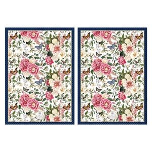 2PK Floral Garden Decorative Navy Kitchen Cooking Tea Towel