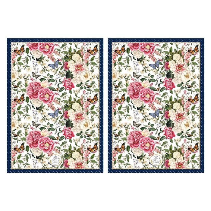 2PK Floral Garden Decorative Navy Kitchen Cooking Tea Towel
