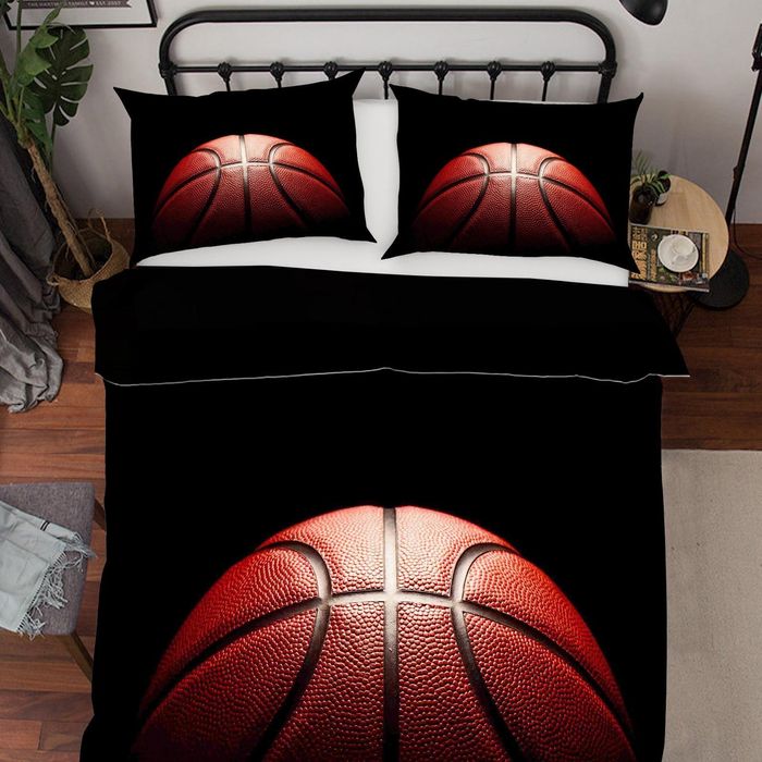 3D Black Basketball Quilt Cover Set Bedding Set Pillowcases 02