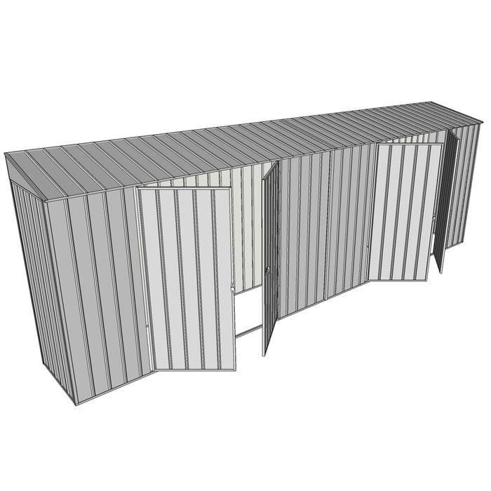 Build-a-Shed 0.8 x 6 x 2m Skillion Shed with Dual Double Hinged Side Doors - Zinc