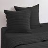 Dreamaker Superfine Washed Microfibre Stripe Quilted European Pillowcase Twin Pack Black