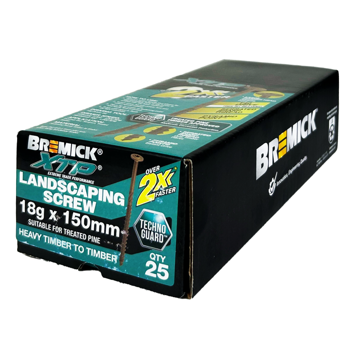 Bremick XTP 18g x 150mm T40 Technoguard Landscape Screws - 25 Pack