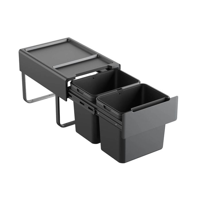 Kaboodle 2 x 15L Base Mount Pullout Bin - to suit minimum 400mm Base Cabinet