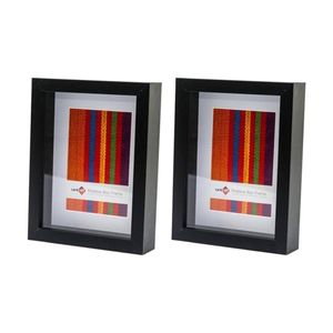 2x Unigift Shadow Box Sleek Black Frame Three Dimensional Display - 4x6"/10x15cm