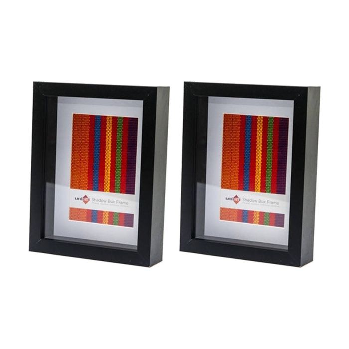 2x Unigift Shadow Box Sleek Black Frame Three Dimensional Display - 4x6"/10x15cm