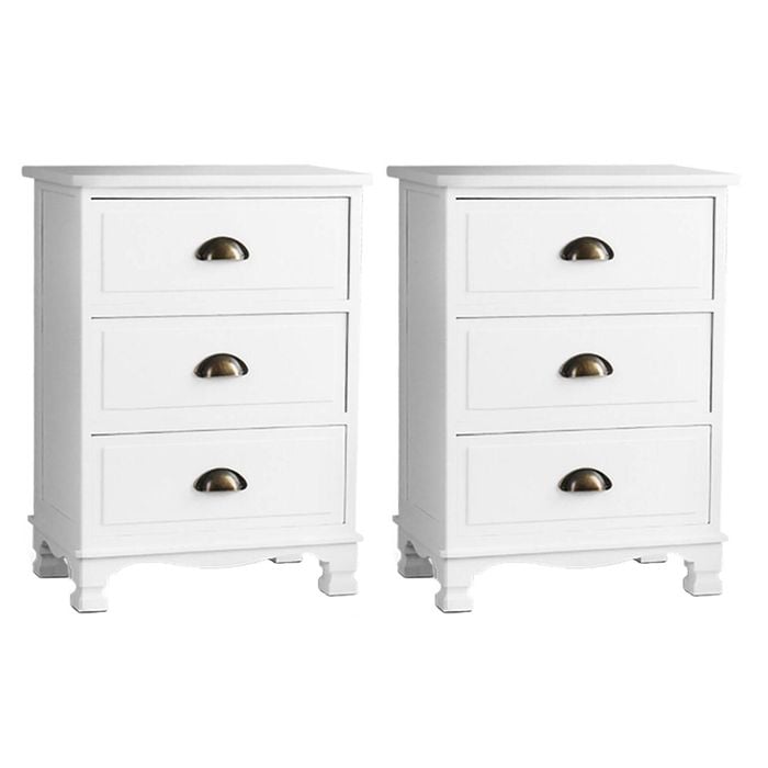 Artiss 2x Bedside Table Bedroom 3 Drawers