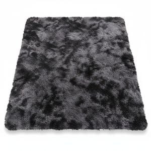 Fluffy Shaggy Area Rug for Bedroom and Living Room - Anti Slip and Soft Plush Carpet, Black Grey (120x170cm)