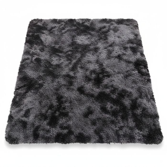 Fluffy Shaggy Area Rug for Bedroom and Living Room - Anti Slip and Soft Plush Carpet, Black Grey (120x170cm)