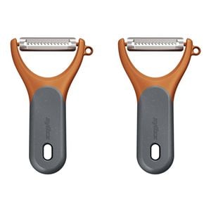 2PK Zyliss S/Steel Julienne Y Peeler Kitchen Utensil 14cm - Orange/Grey