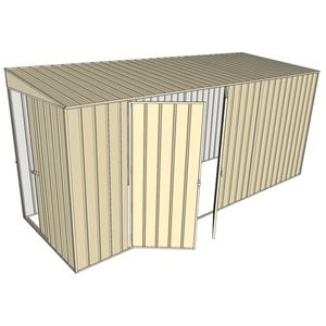 Build-a-Shed 1.5 x 4.5 x 2m Sliding Door Tunnel Shed with Side Doors - Cream