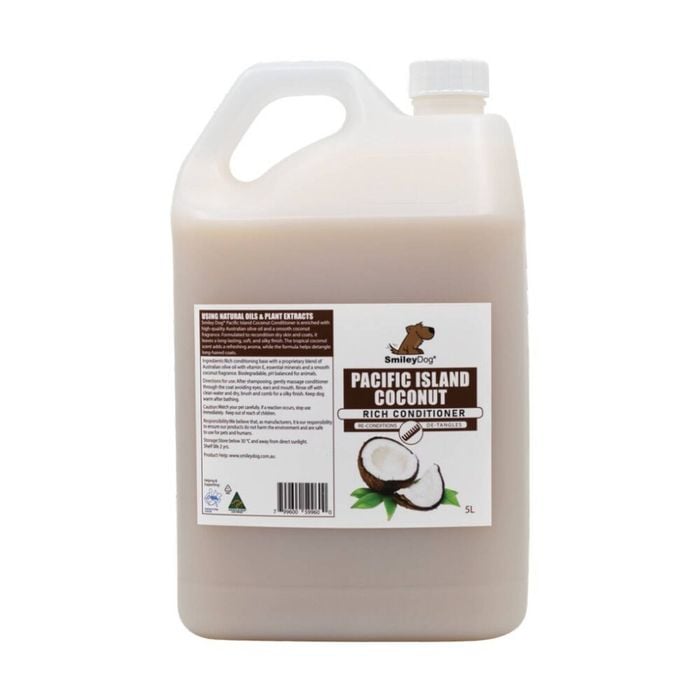 Smiley Dog Pet Grooming Cleaning Conditioner Bottle 5L Pacific Island Coconut