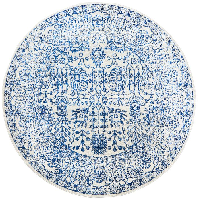 Sense 256 Blue 240x240cm Round - Large Pet Friendly Power Loomed Rug
