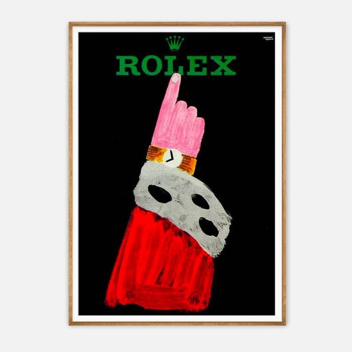 Galrie Vintage Rolex Advertising Art Print by Renem for Elegant Home Decor, Wood Frame, A3 30 x 42cm (12 x 16inch)