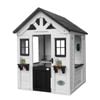 Backyard Discovery Sweetwater White Cedar Wood Kids Outdoor Cubby House with Working Door and Play Kitchen