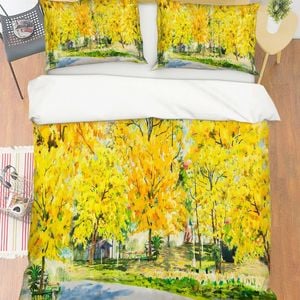 3D Yellow Forest 196 Bed Pillowcases Quilt King Single Size