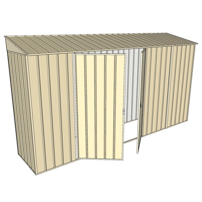 Build-a-Shed 0.8 x 3.7 x 2m Skillion Double Hinged Side Door Shed - Cream