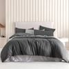 CleverPolly Vintage Washed Microfibre Quilt Cover Set - Grey - King