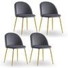 Foret Velvet Dining Chair Kitchen Living Padded Luxury Comfort Metal Leg Grey X4