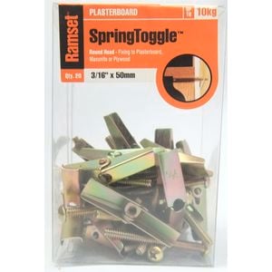 Ramset Spring Toggle Round 3/16 x 50mm Zinc Passivated 20pk