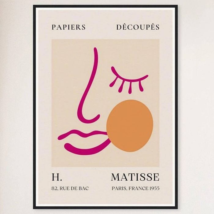 Galrie Papiers Découpés Pink Face by H. Matisse Print (1955) Elegant for your Home, Black Frame, 50 x 70cm (20 x 28inch)