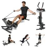 Advwin Multi-Function Rowing Machine, AB Workout Machine w/2-Level Angle, 4-in-1 Full Body Fitness Equipment for Home Gym Use