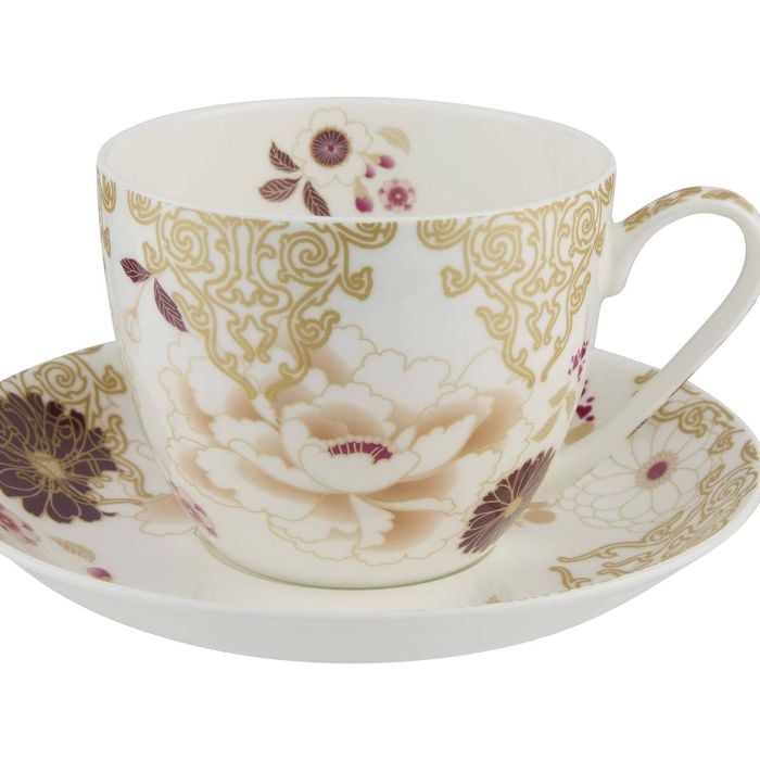 Maxwell And Williams Cup Saucer Kimono Bone China Gift Boxed White 480ml