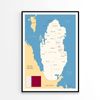 Qatar, Detailed Map & Administrative Divisions  Print 100% Australian Made 90x120cm  (Poster)