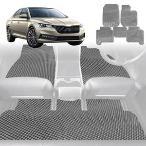 6D Diamond Car Floor Mats for Skoda Octavia 2013-2020-Full Set-Grey-Outback GT