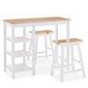 vidaXL Bar Set 3 Piece White Table and Stools Living Room Furniture Pub