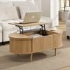 HOMFURN Lift Up Coffee Table with Hidden Storage, Mid Century Modern Coffee Table with Lift Tabletop for Living Room, Oak Color