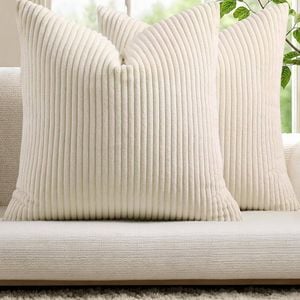 Gioia Casa 2-pack Corduroy Velvet Cushion Covers - 45cm X 45cm, Cream