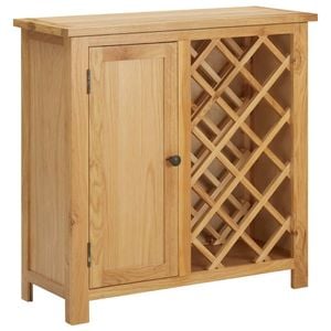 vidaXL Solid Oak Wood Wine Cabinet for 11 Bottles Bar Cabinet Holder Storage