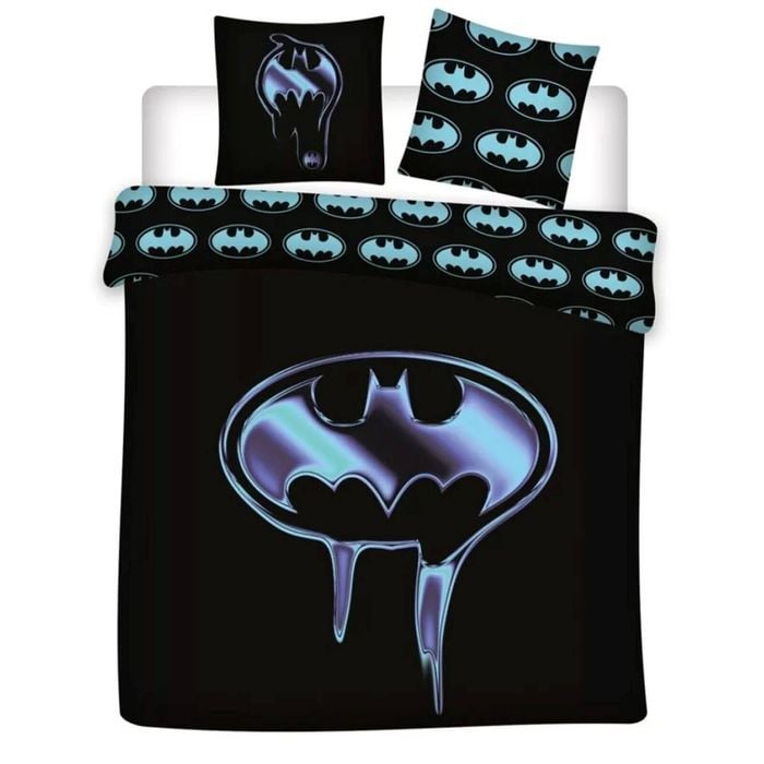 Batman Blue Iconic Polycotton Quilt Cover Set - 240 X 220 Cm