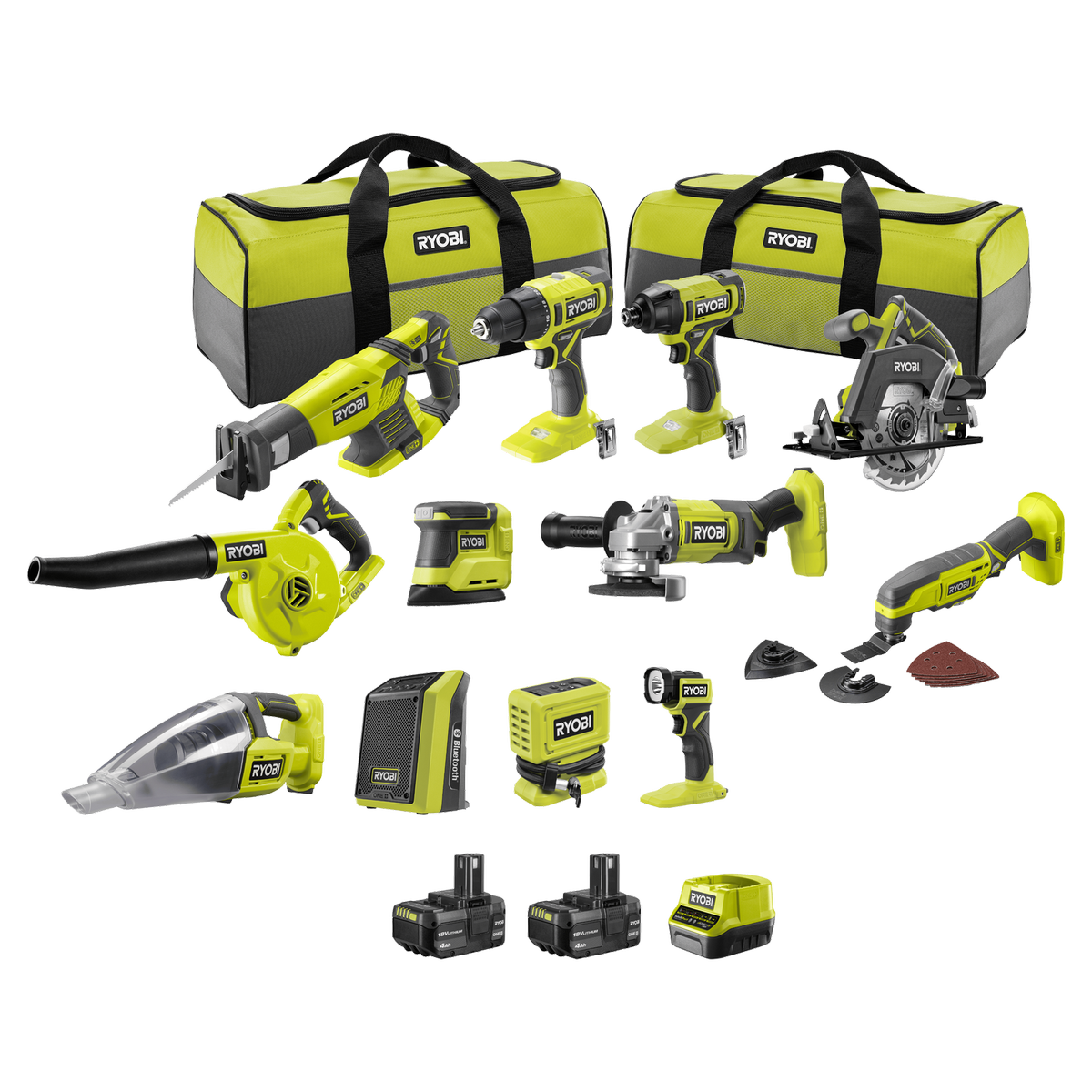 Ryobi 18V ONE+ 12 Piece 4Ah Kit Bunnings Australia