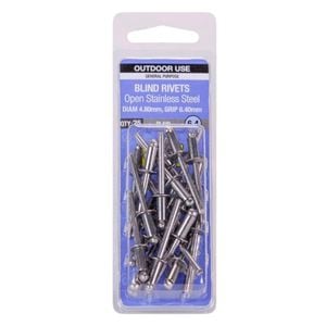 Otter 4.8 x 6.4mm Open Stainless Steel Blind Rivets - 25 Pack